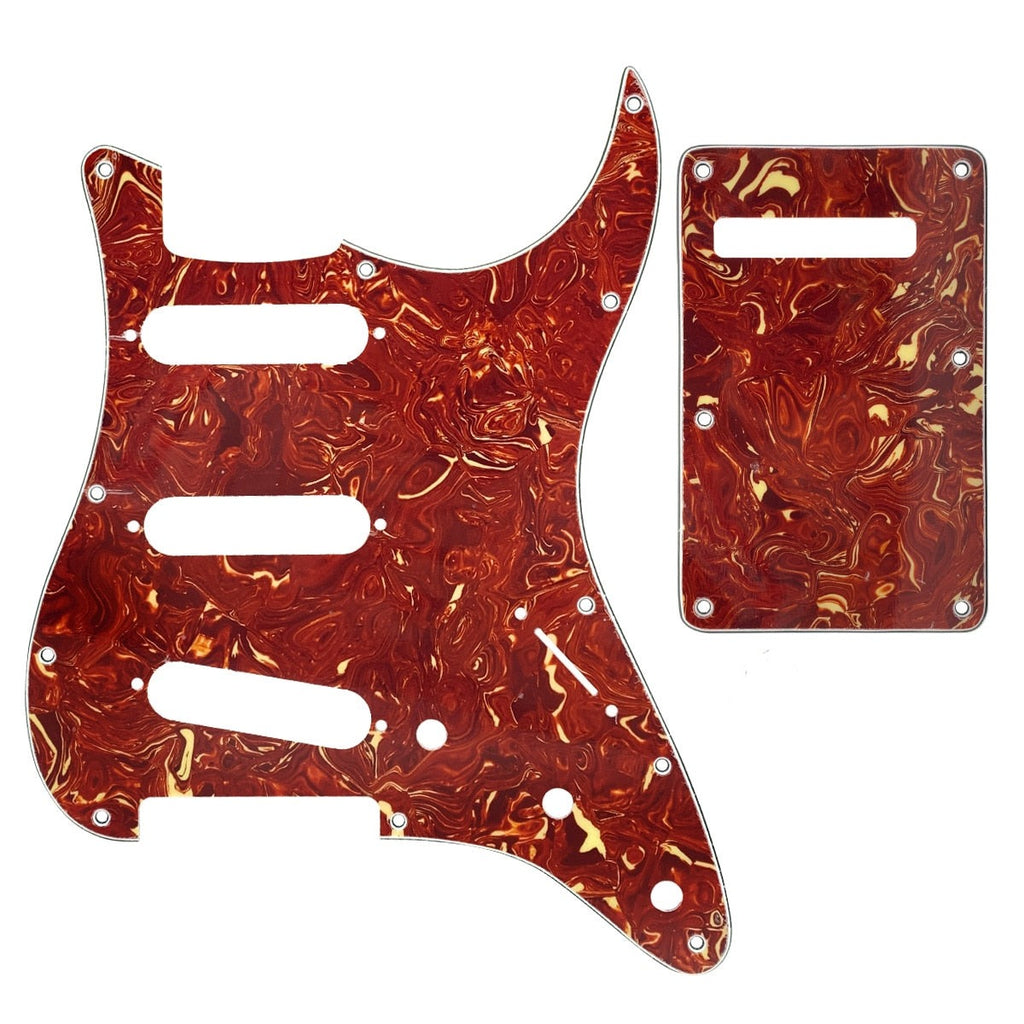 11-Hole SSS Strat Pickguard and Matching Back Plate - 4-Ply Red Tortoise Default Title - Ploutone