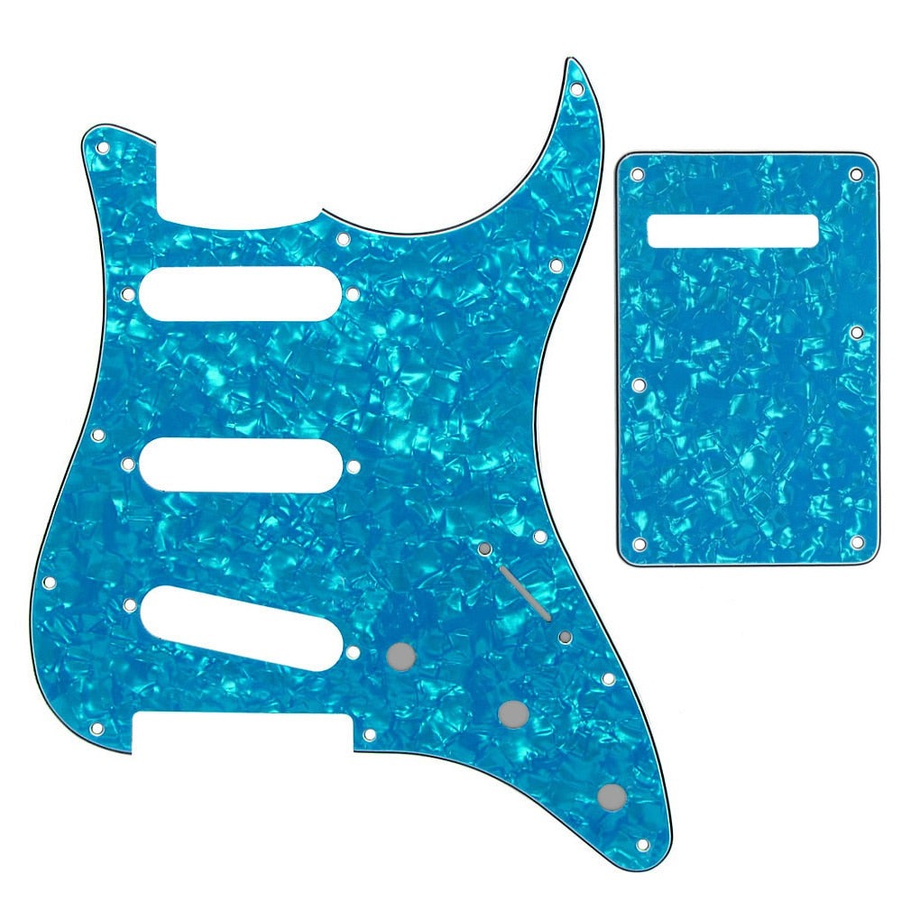 11-Hole SSS Strat Pickguard and Matching Back Plate - Sky Blue Pearl Default Title - Ploutone