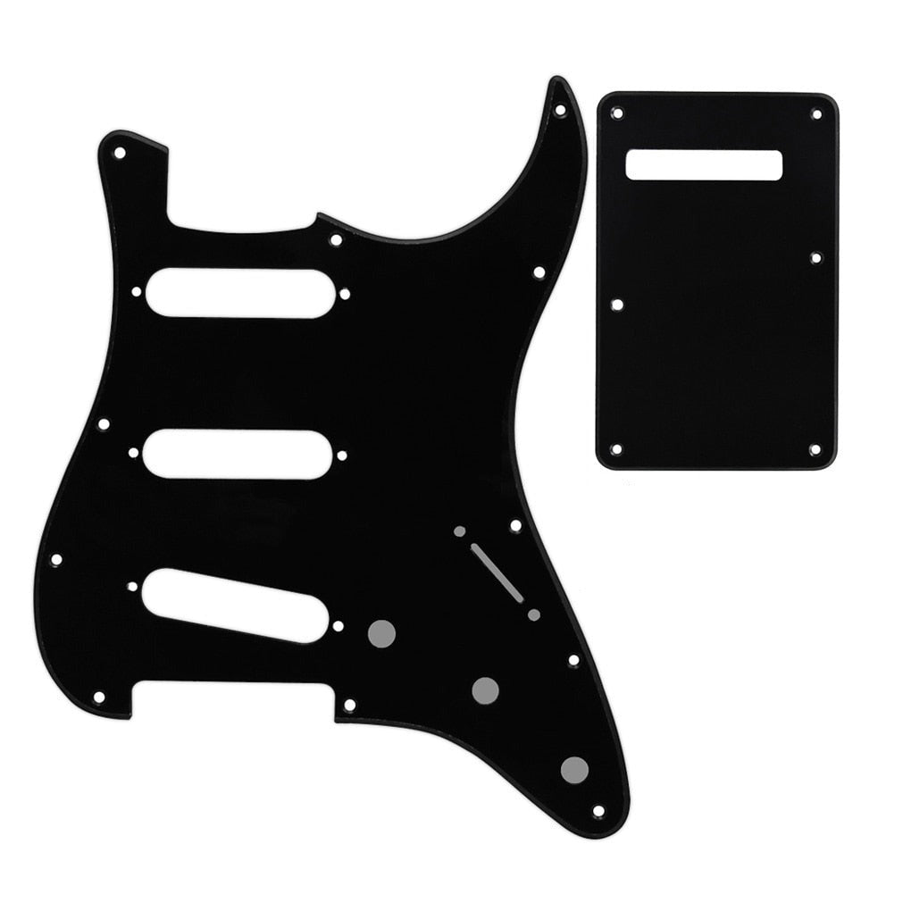 11-Hole SSS Strat Pickguard and Matching Back Plate - 1-Ply Black Default Title - Ploutone