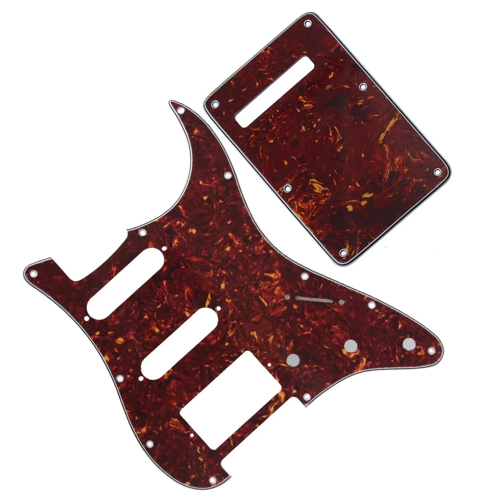 11-Hole HSS Strat Pickguard and Matching Back Plate - 4-Ply Red Tortoise Default Title - Ploutone