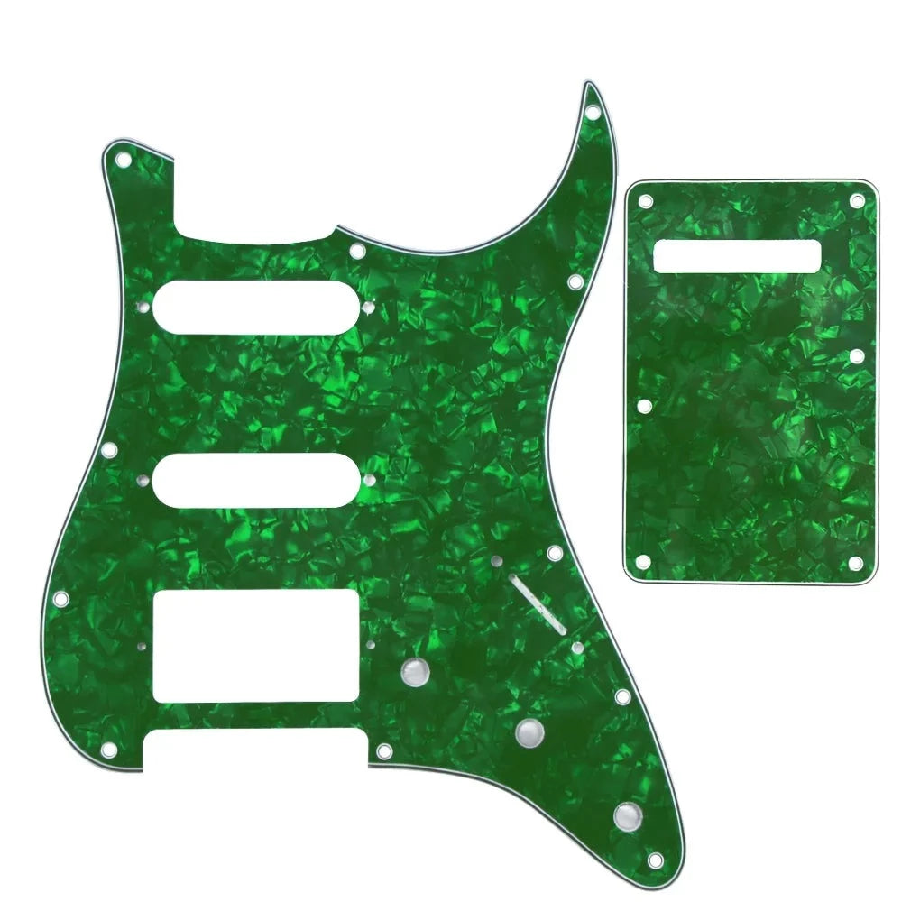 11-Hole HSS Strat Pickguard and Matching Back Plate - 4-Ply Green Pearl Default Title - Ploutone