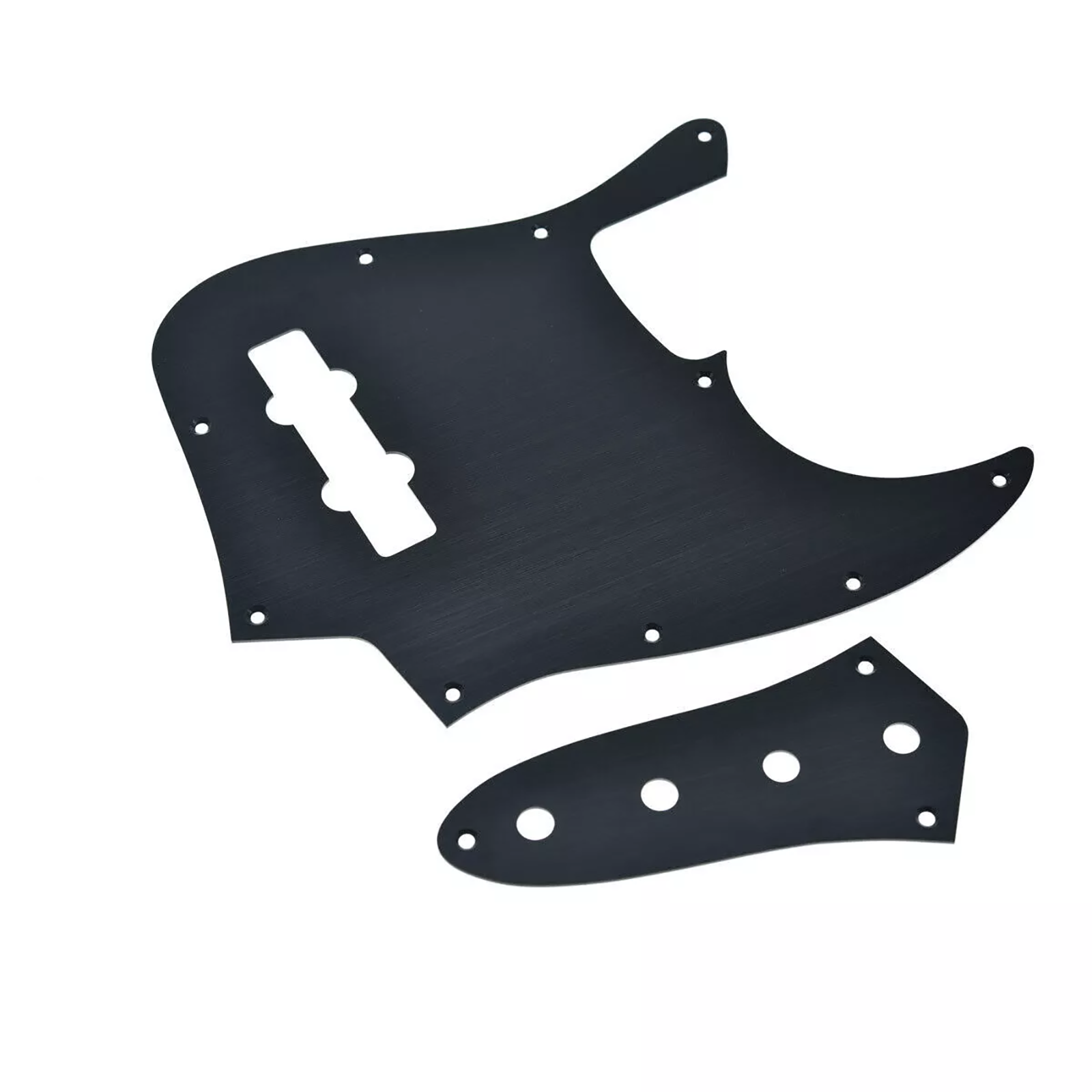 10-Hole Metal Jazz Bass Pickguard & Control Plate - Black Aluminum - Ploutone
