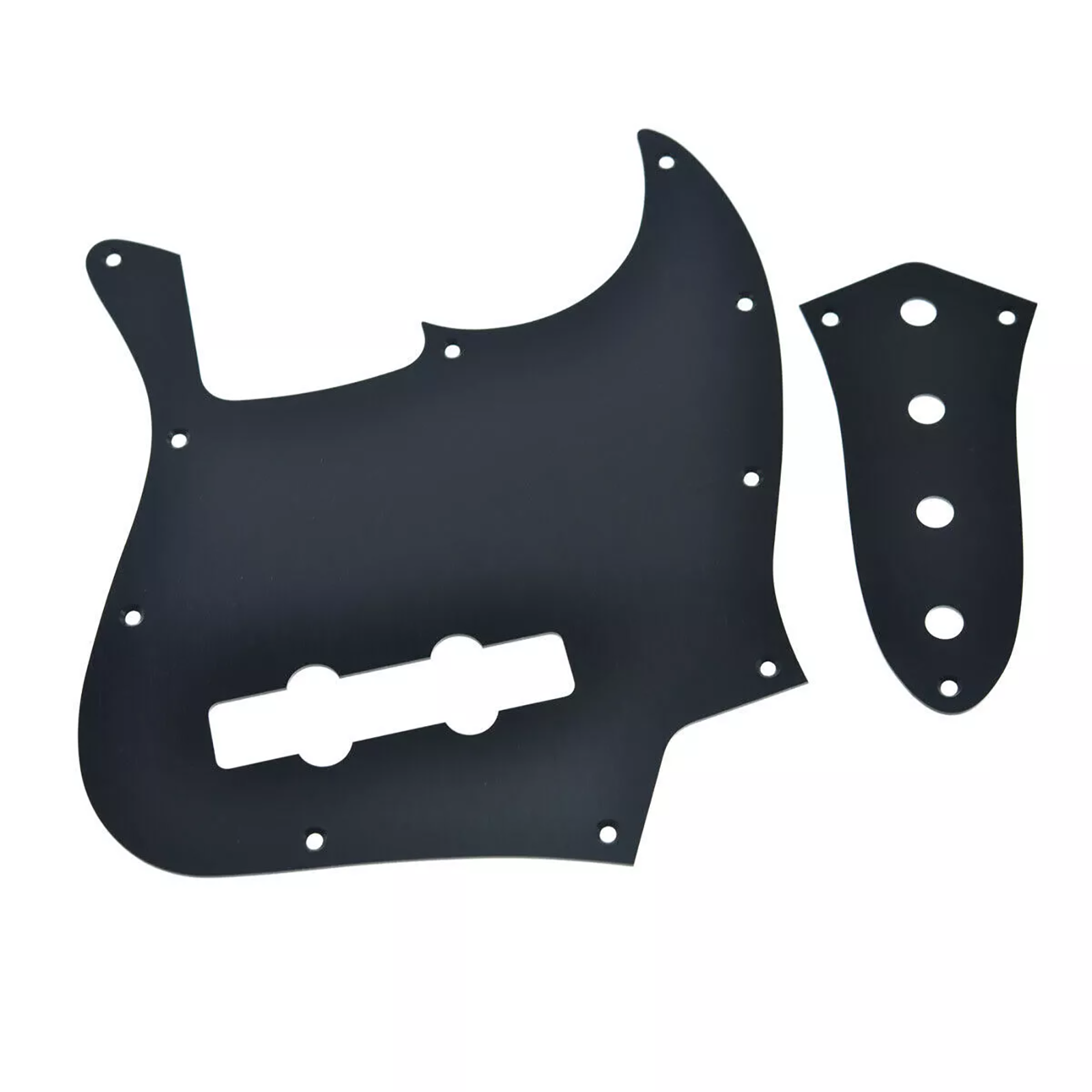 10-Hole Metal Jazz Bass Pickguard & Control Plate - Black Aluminum - Ploutone