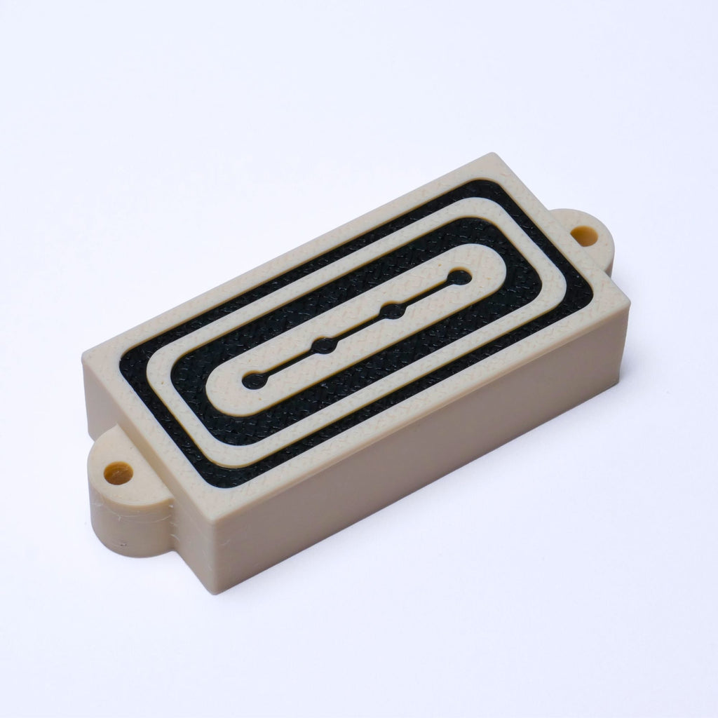 Custom Precision Bass Pickup Covers (No Holes) Set of 2 - Black & Cream Pickup Covers from Ploutone