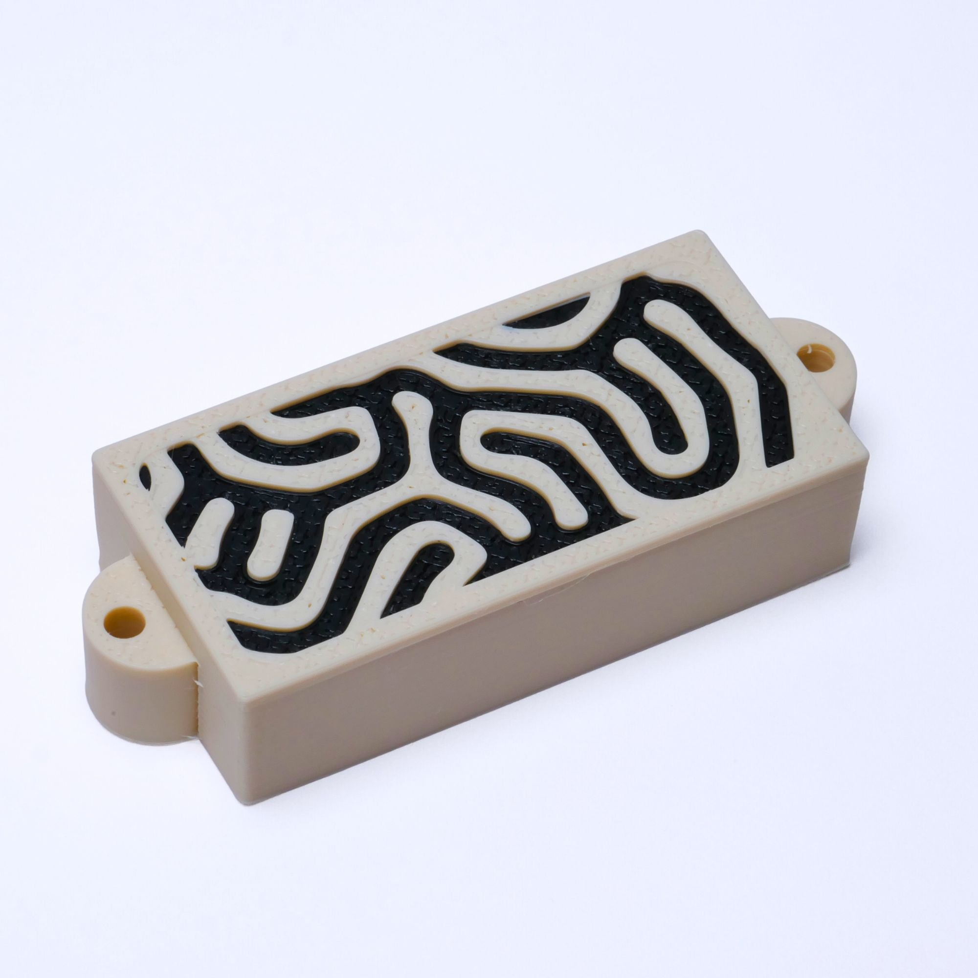 Custom Precision Bass Pickup Covers (No Holes) Set of 2 - Cream & Black Topo - Ploutone