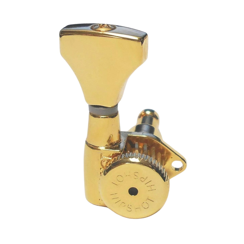 Hipshot Grip-Lock 6 In-Line Open Gear Guitar Tuner Upgrade Kit (10mm Post Holes) Gold - Ploutone