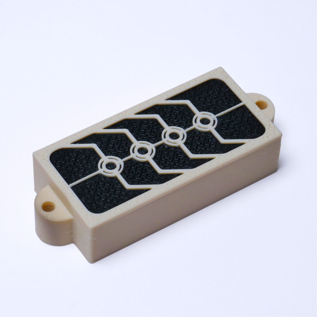 Custom Precision Bass Pickup Covers (No Holes) Set of 2 - Black & Cream Pickup Covers from Ploutone