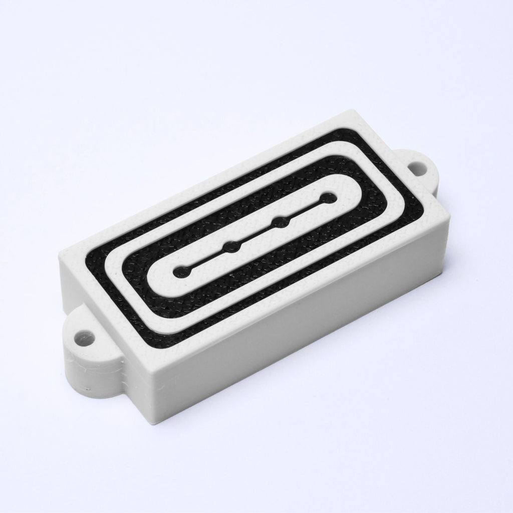 Custom 4-String Precision Bass Pickup Covers (No Holes) Set of 2 - White & Black Deco - Ploutone