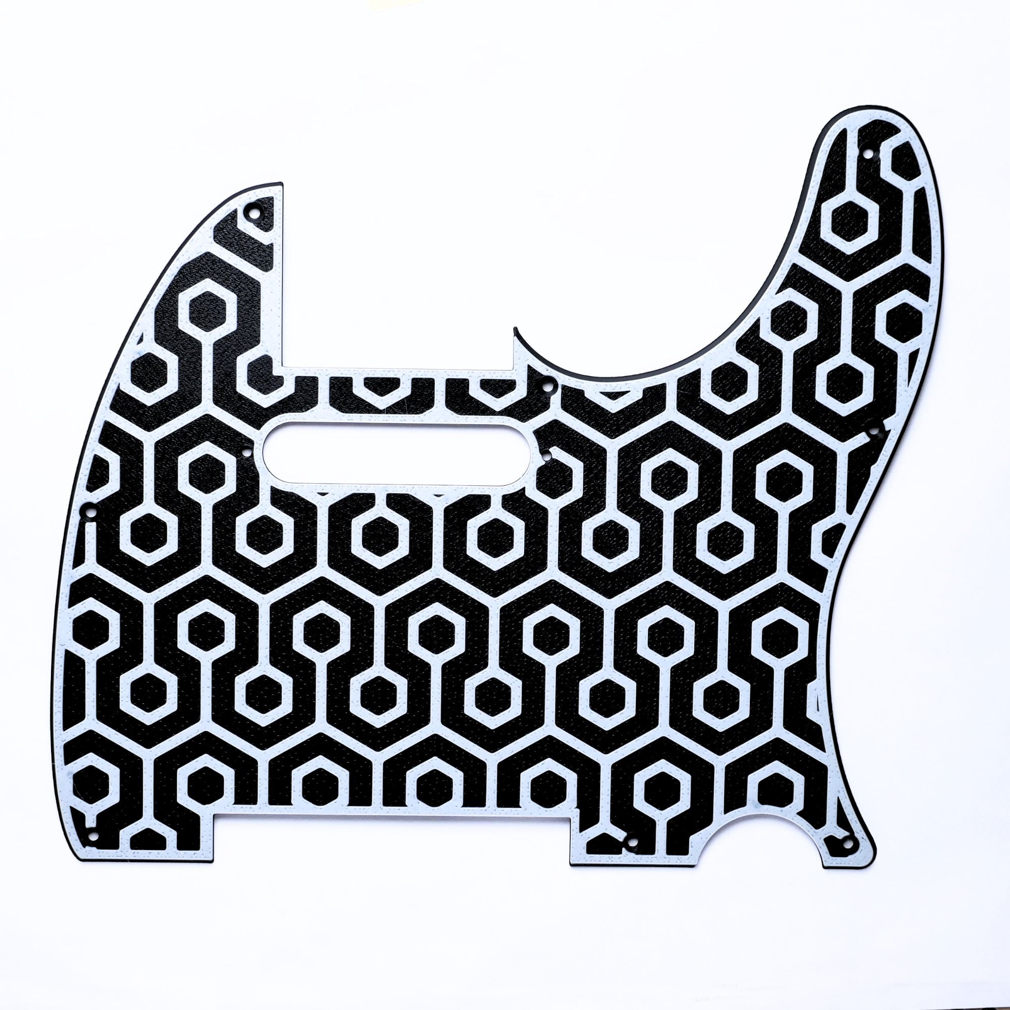 Custom 8-Hole Telecaster Pickguard – Artisan Series Frigate Black & White - Ploutone