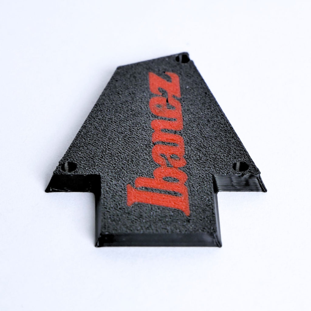 Custom Ibanez Truss Rod Cover for RG & JEM – Classic Logo (Red & Black) - Ploutone