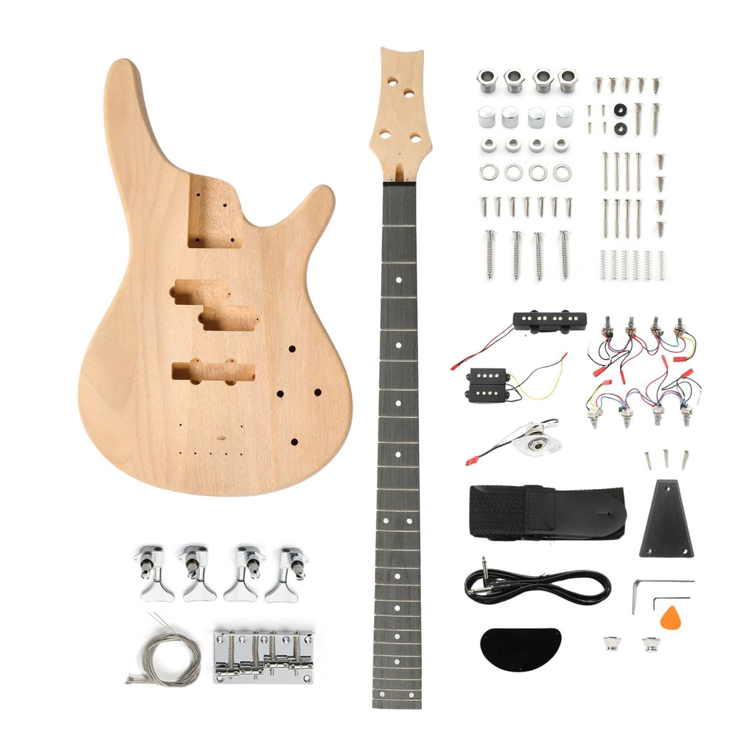DIY Solderless Modern SR-Style Bass Guitar Kit – Mahogany Body, 24 Frets, P/J Pickups Electric Guitar Kits from Ploutone