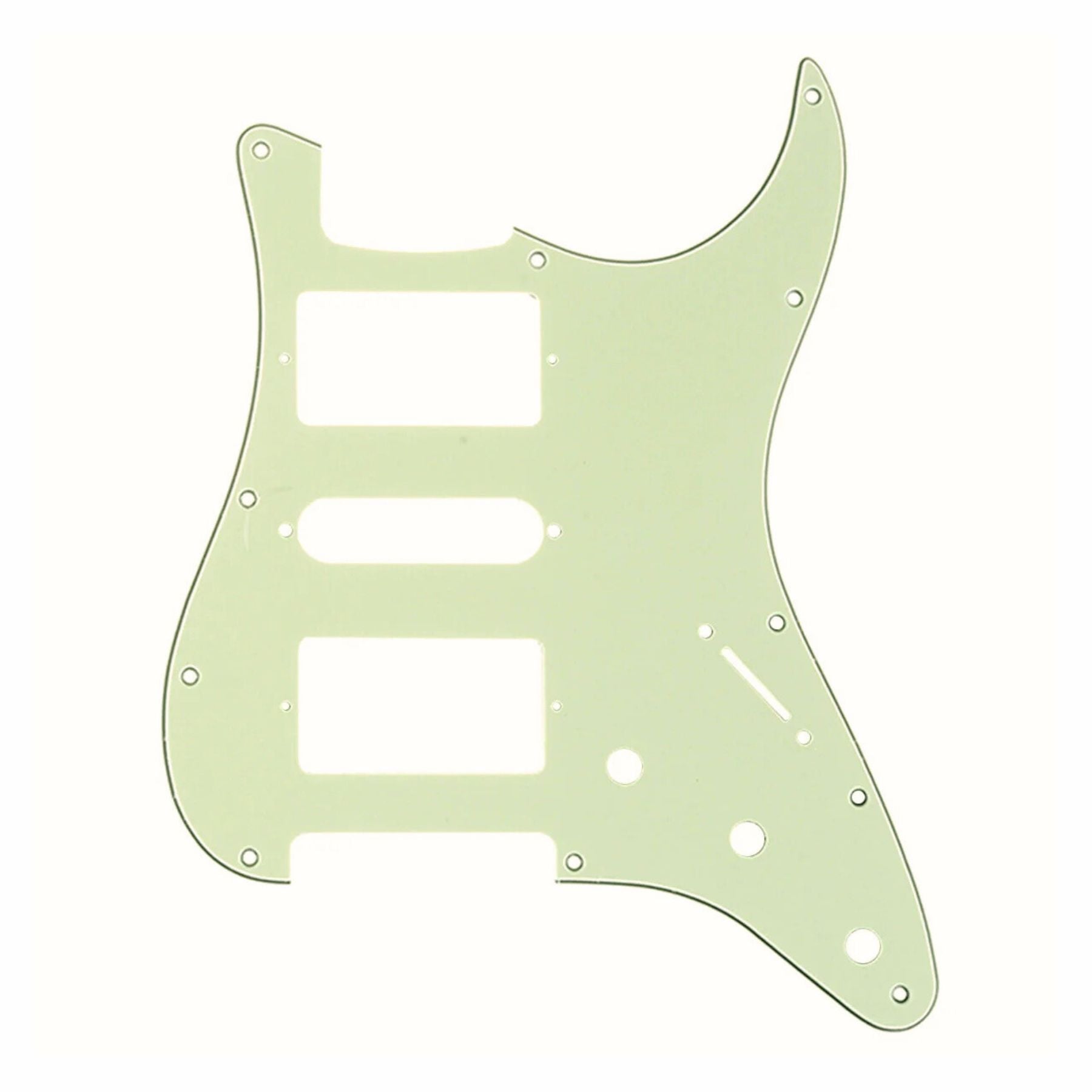 11-Hole HSH Strat Pickguard (Square Corner) - 15+ Colors 3-Ply Mint Green - Ploutone