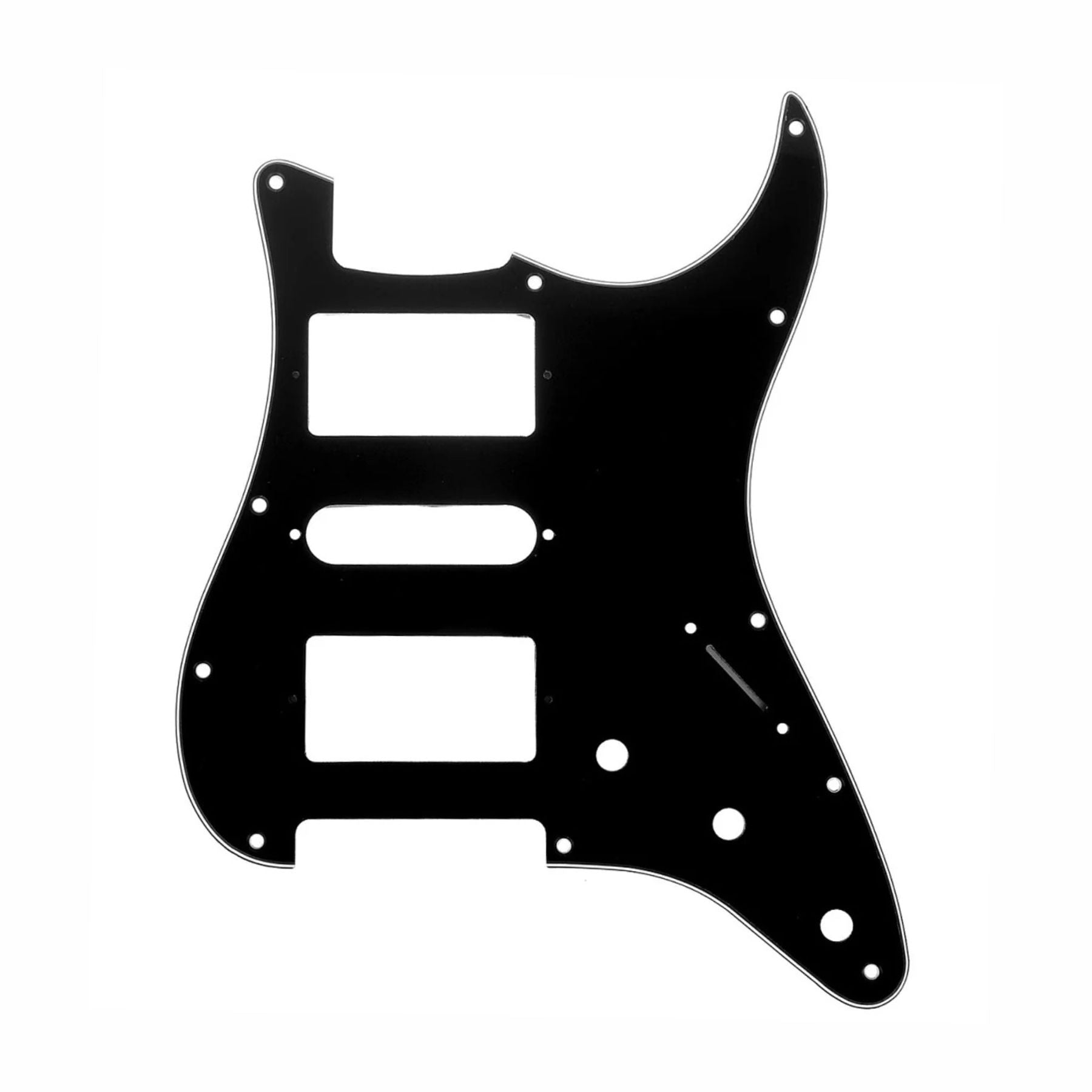 11-Hole HSH Strat Pickguard (Square Corner) - 15+ Colors 3-Ply Black - Ploutone