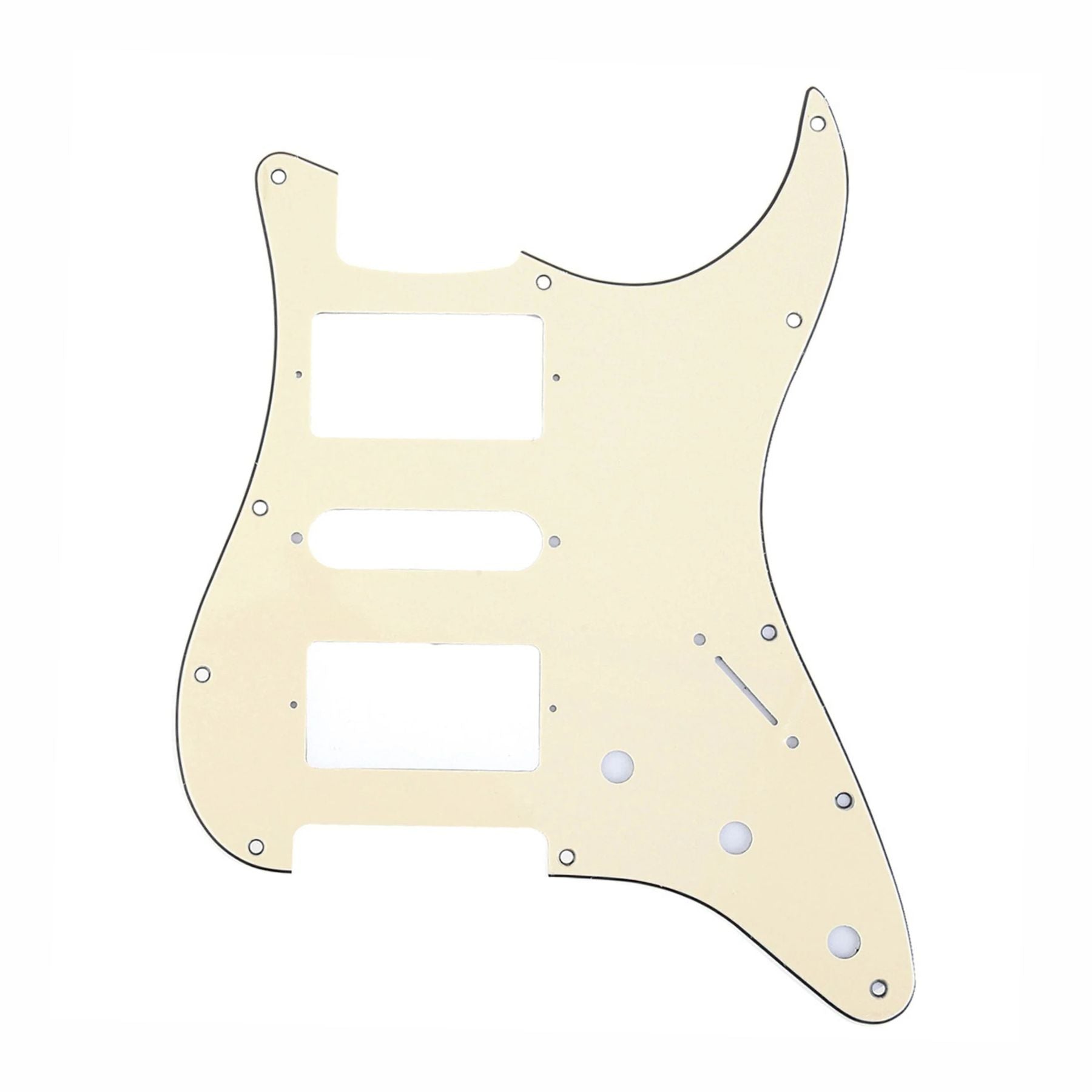 11-Hole HSH Strat Pickguard (Square Corner) - 15+ Colors 3-Ply Cream - Ploutone