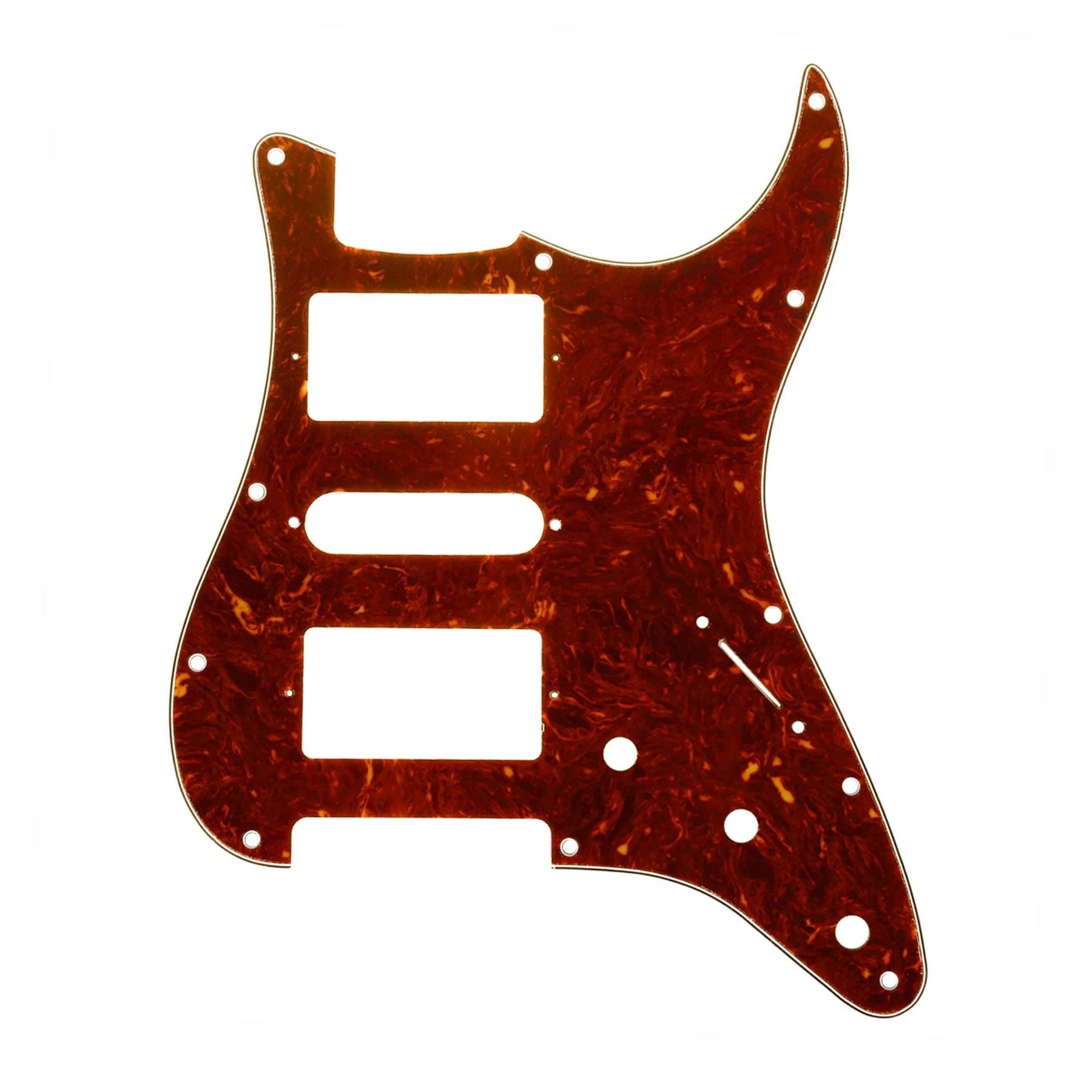 11-Hole HSH Strat Pickguard (Square Corner) - 15+ Colors 4-Ply Red Tortoise - Ploutone