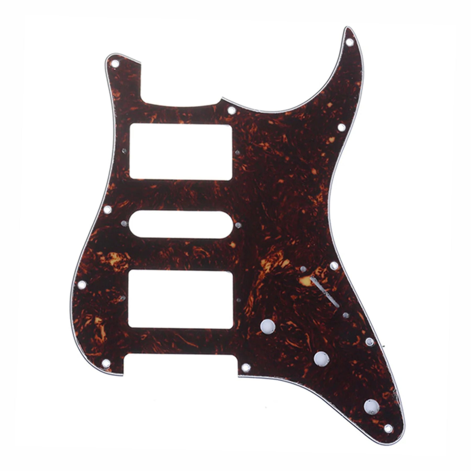 11-Hole HSH Strat Pickguard (Square Corner) - 15+ Colors 4-Ply Brown Tortoise - Ploutone
