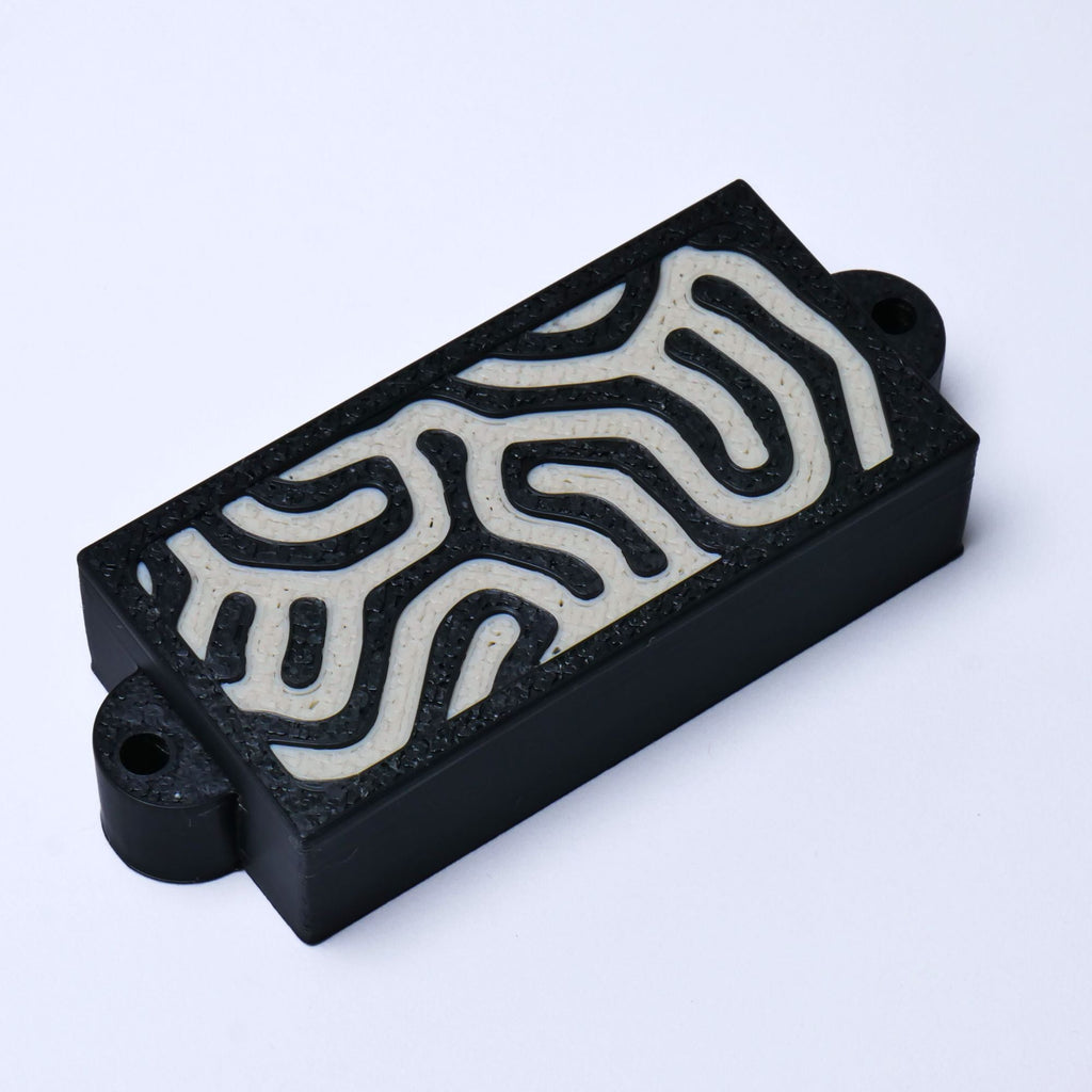 Custom Precision Bass Pickup Covers (No Holes) Set of 2 - Black & Cream Pickup Covers from Ploutone