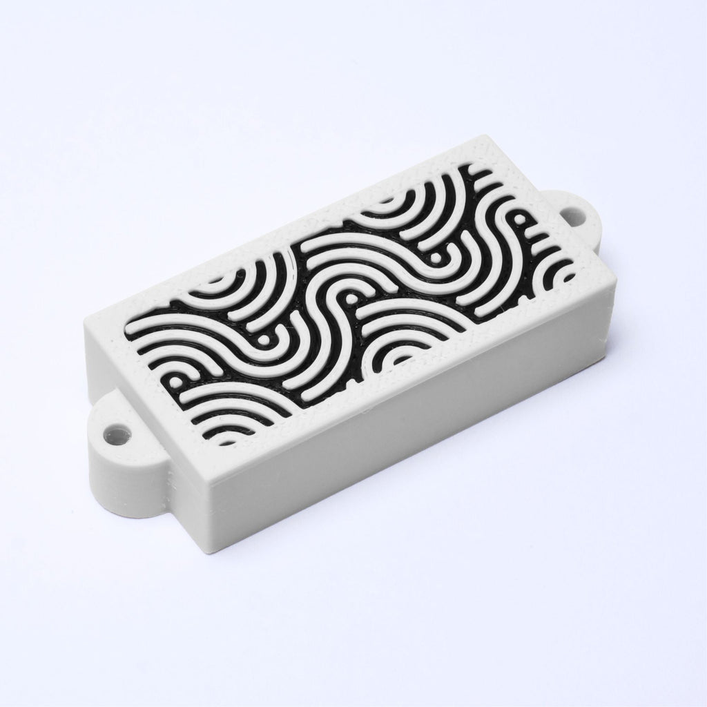 Custom 4-String Precision Bass Pickup Covers (No Holes) Set of 2 - White & Black Tidal - Ploutone