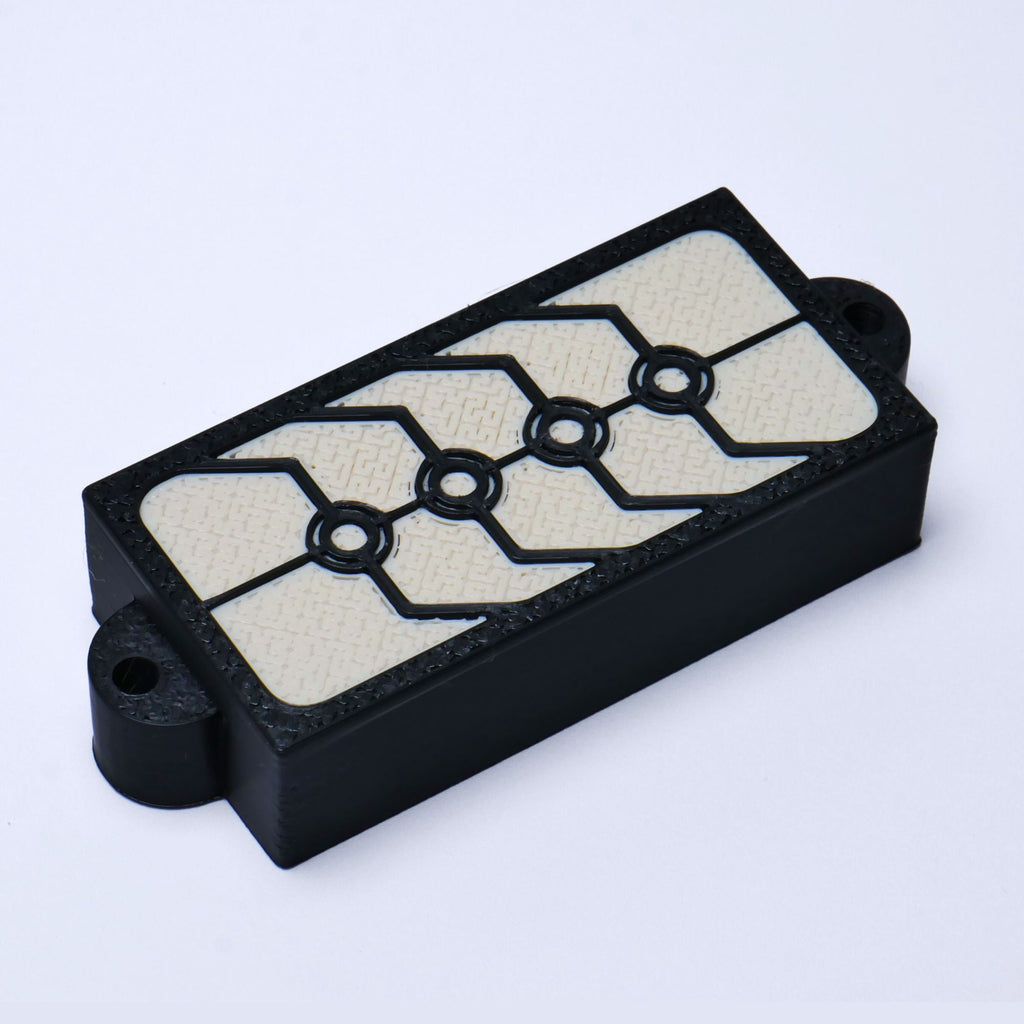 Custom Precision Bass Pickup Covers (No Holes) Set of 2 - Black & Cream Pickup Covers from Ploutone