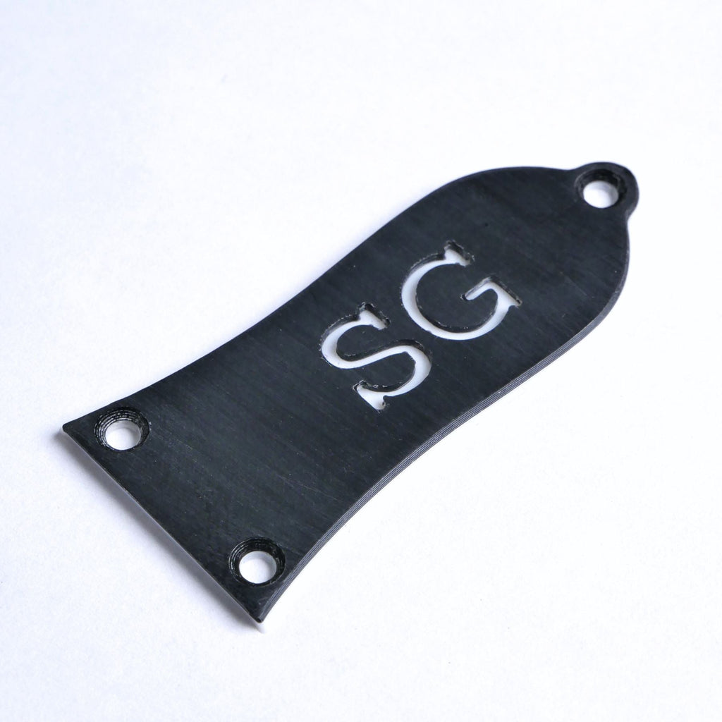 Custom Gibson SG Truss Rod Cover - SG Letters Black & White - Ploutone