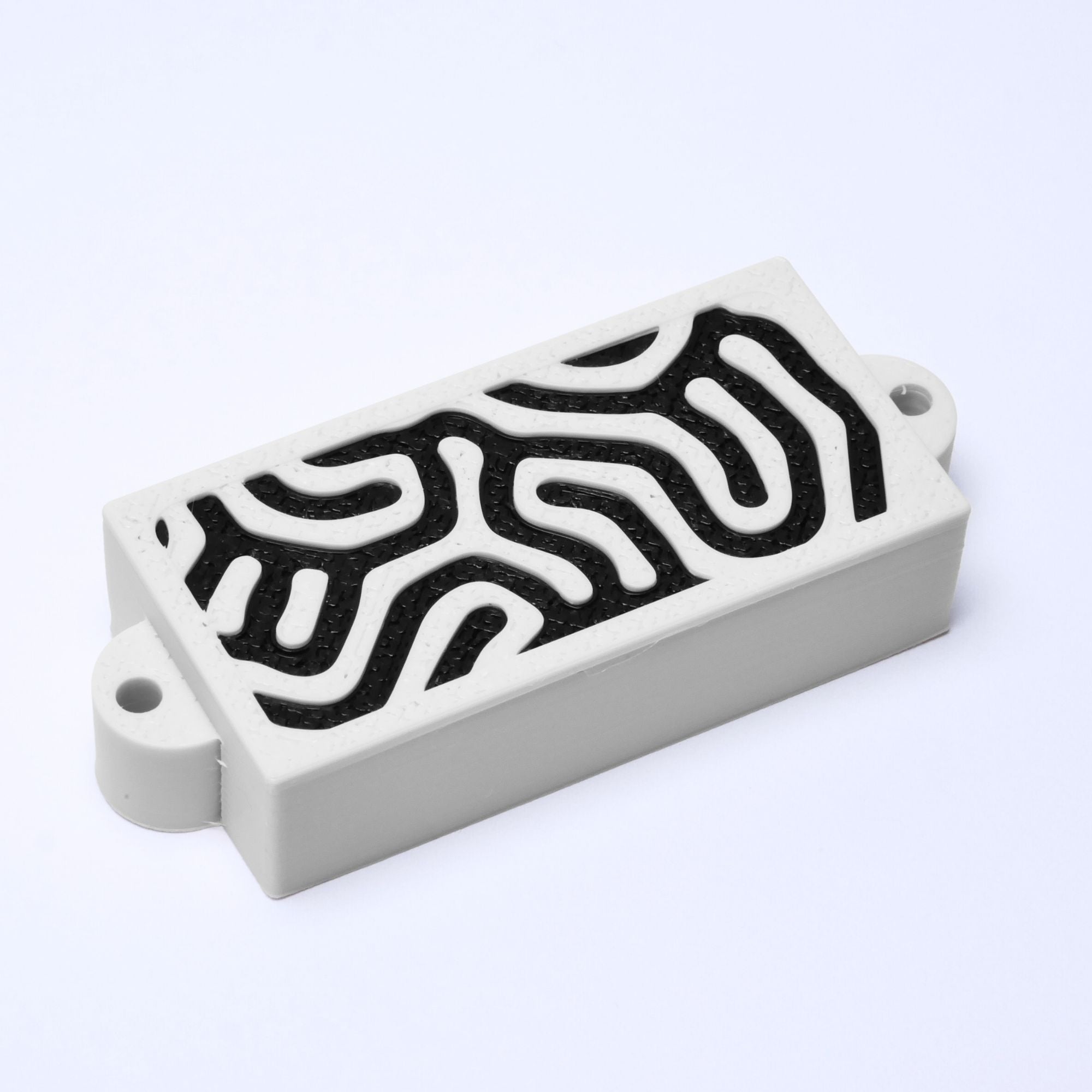 Custom 4-String Precision Bass Pickup Covers (No Holes) Set of 2 - White & Black Topo - Ploutone