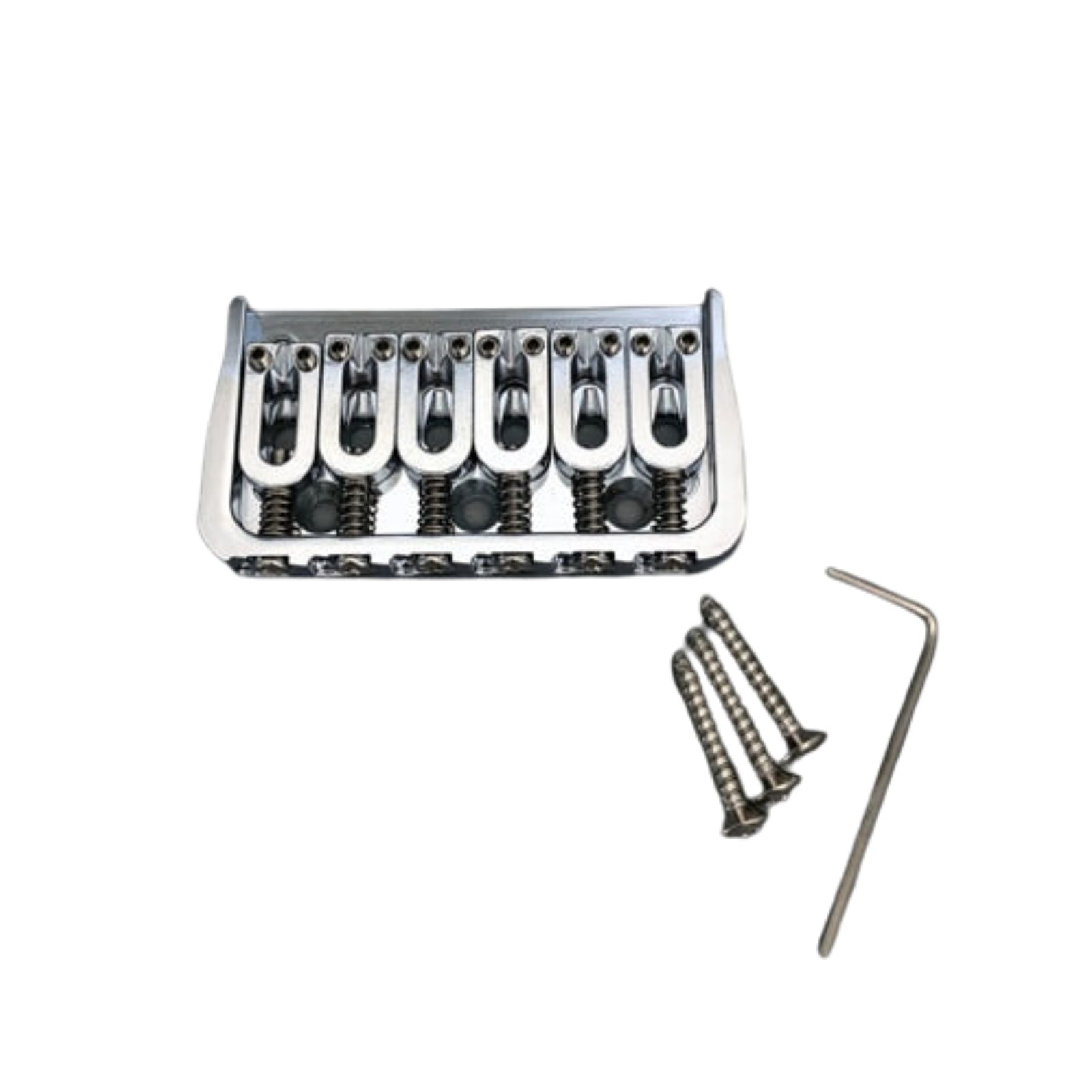 6-String Fixed Guitar Bridge - Chrome - Ploutone