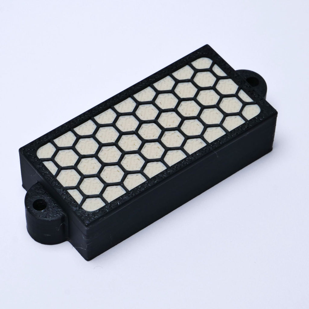 Custom Precision Bass Pickup Covers (No Holes) Set of 2 - Black & Cream Pickup Covers from Ploutone