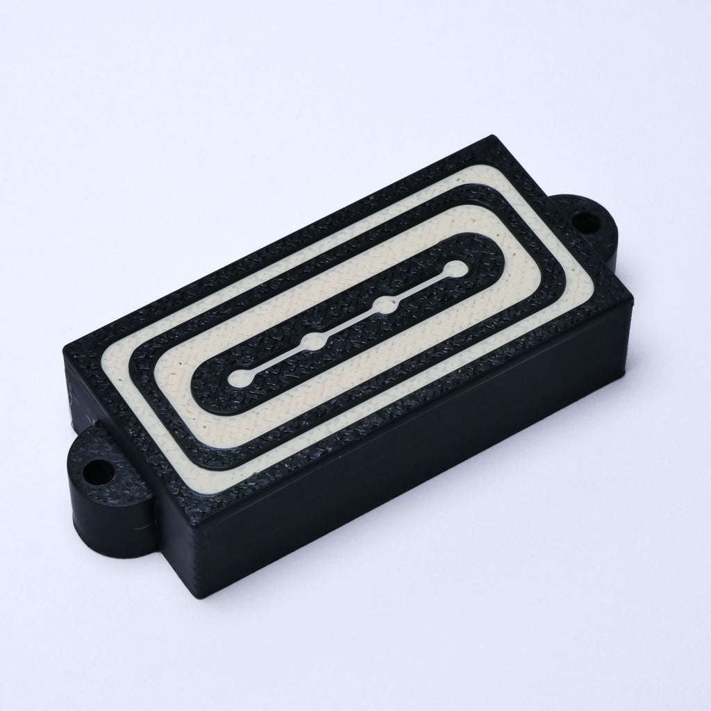 Custom Precision Bass Pickup Covers (No Holes) Set of 2 - Black & Cream Pickup Covers from Ploutone