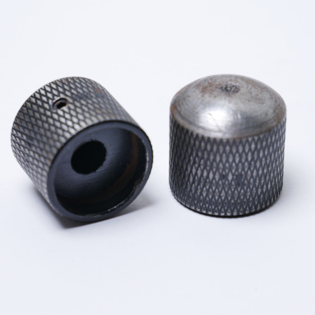 Relic Guitar Knobs Aged Metal Knurled Dome Knobs for 6mm Metric Shafts - Fits Import Guitars - Ploutone