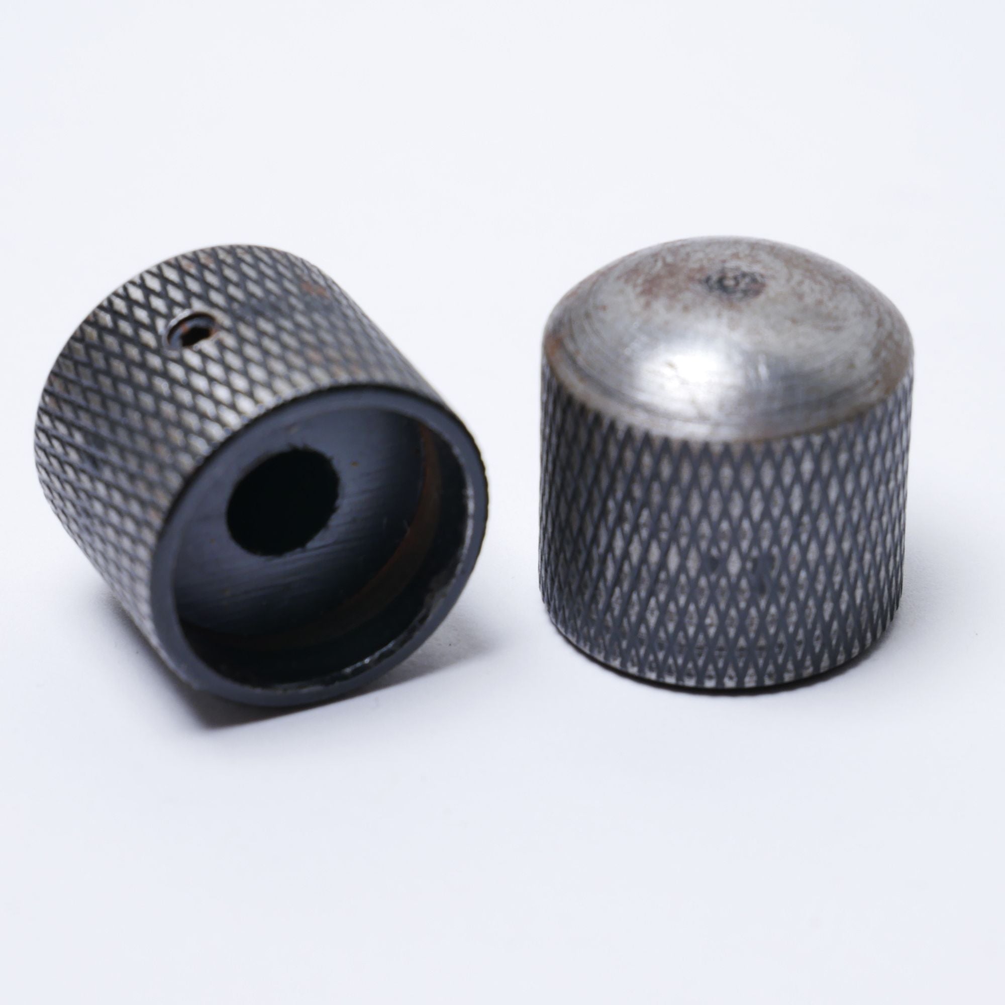 Relic Guitar Knobs Aged Metal Knurled Dome Knobs for 6mm Metric Shafts - Fits Import Guitars - Ploutone