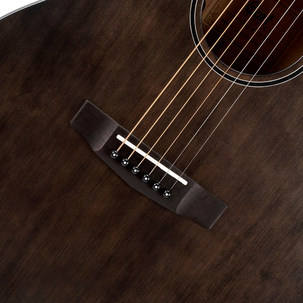 Cort Core Series Solid Spruce Acoustic-Electric Guitar - Open Pore Trans Black - Ploutone