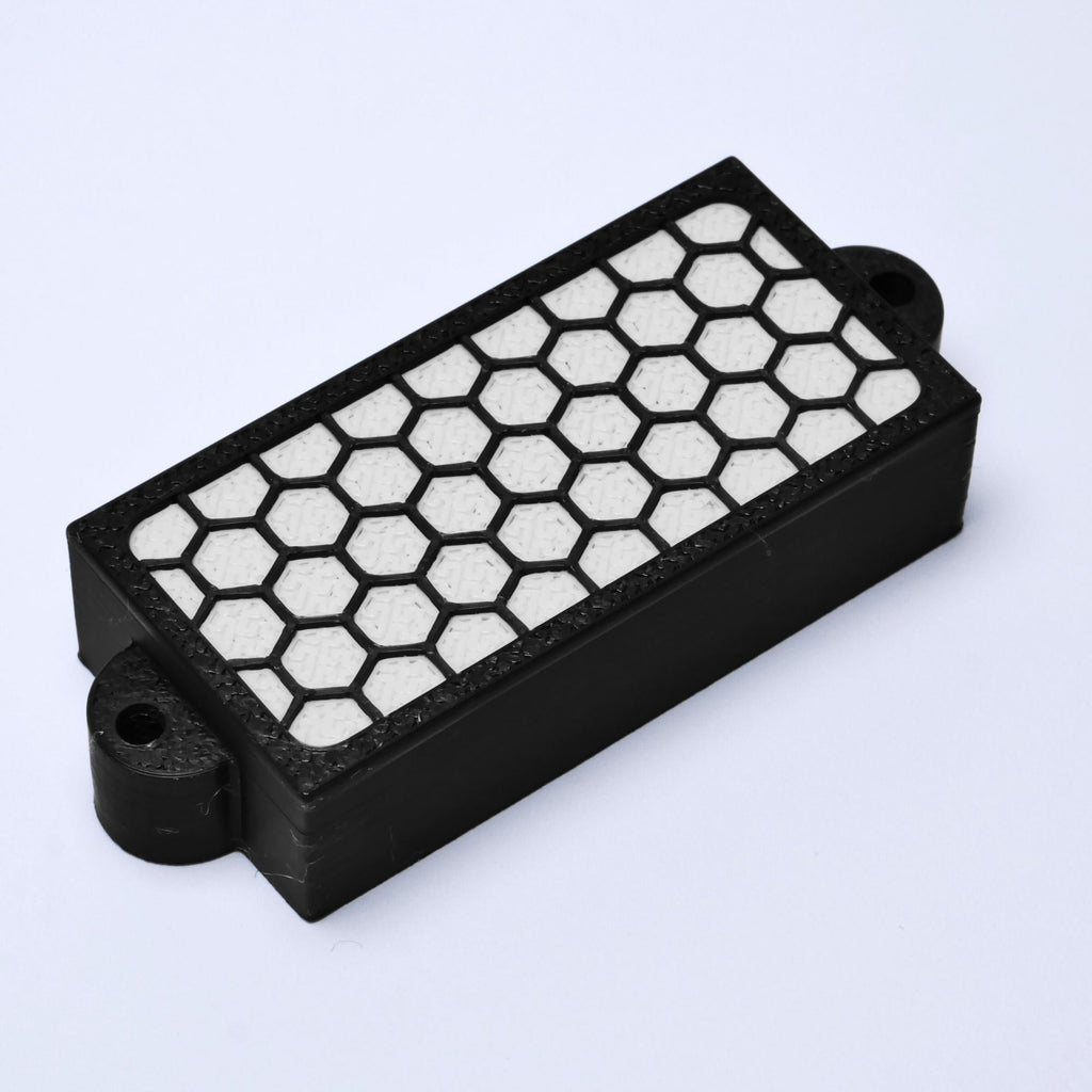 Custom 4-String Precision Bass Pickup Covers (No Holes) Set of 2 - Black & White Honeycomb - Ploutone