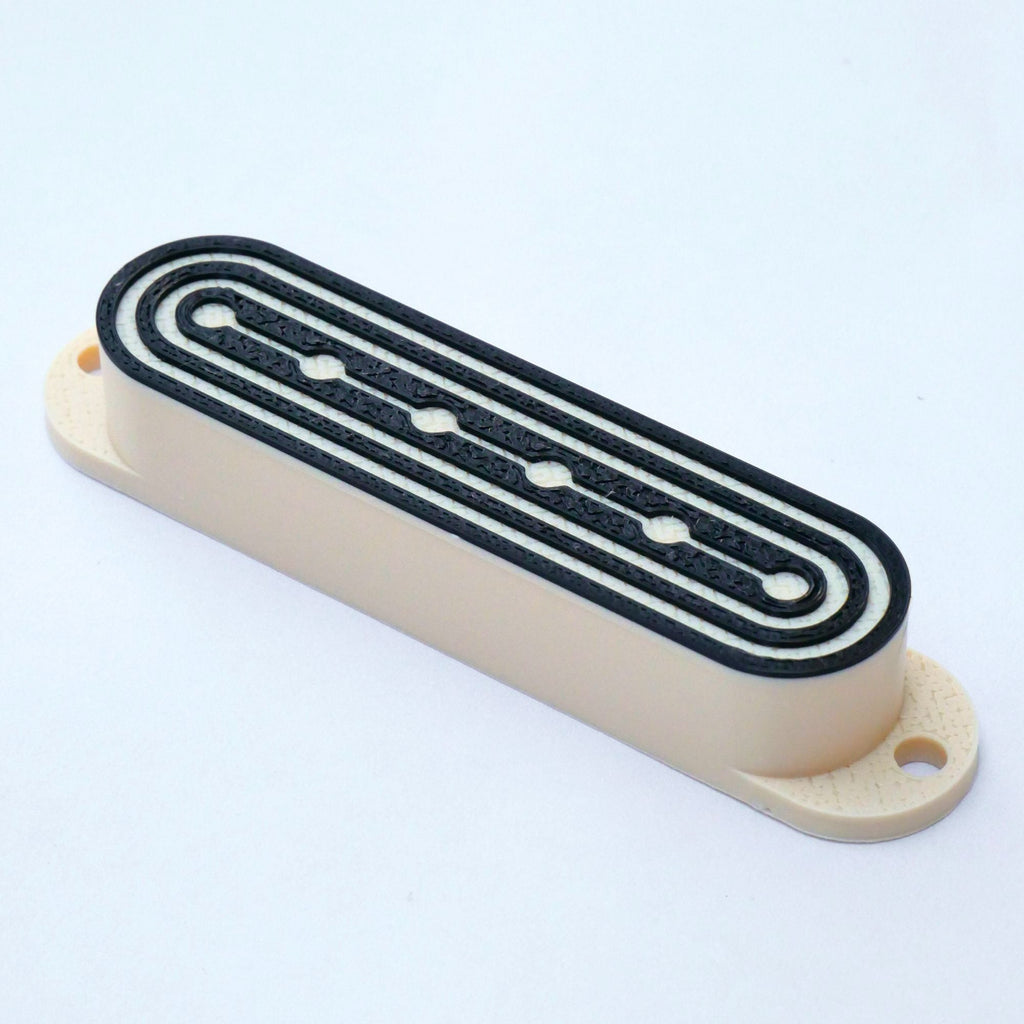 Custom Single Coil Pickup Covers (No Holes) Set of 3 - Black/ White Pickup Covers from Ploutone