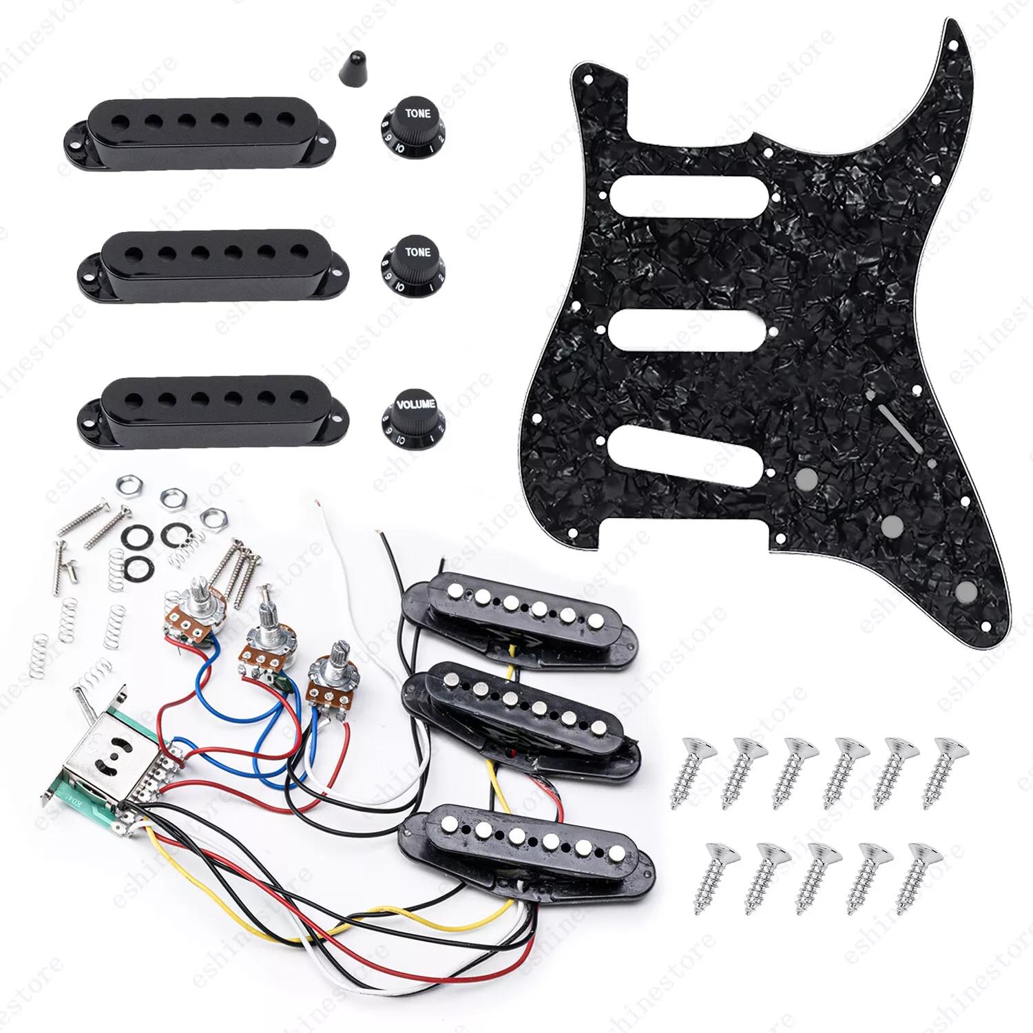 11-Hole SSS Loaded Strat Pickguard - Black Pearl & Black - Ploutone