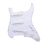 11-Hole SSS Loaded Strat Pickguard - White Pearl & White - Ploutone