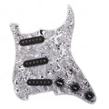 11-Hole SSS Loaded Strat Pickguard - Black White Shell & Black - Ploutone