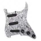 11-Hole SSS Loaded Strat Pickguard - Black White Shell & Black - Ploutone