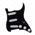 11-Hole SSS Loaded Strat Pickguard - Black & White - Ploutone