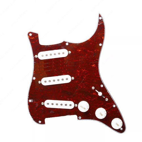 11-Hole SSS Loaded Strat Pickguard - Red Tortoise & White - Ploutone