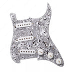 11-Hole SSS Loaded Strat Pickguard - Black White Shell & White - Ploutone
