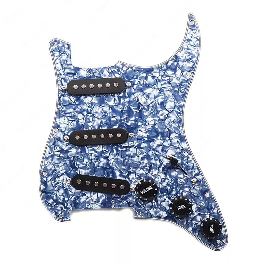 11-Hole SSS Loaded Strat Pickguard - Grey Pearl & Black Pickguards from Ploutone