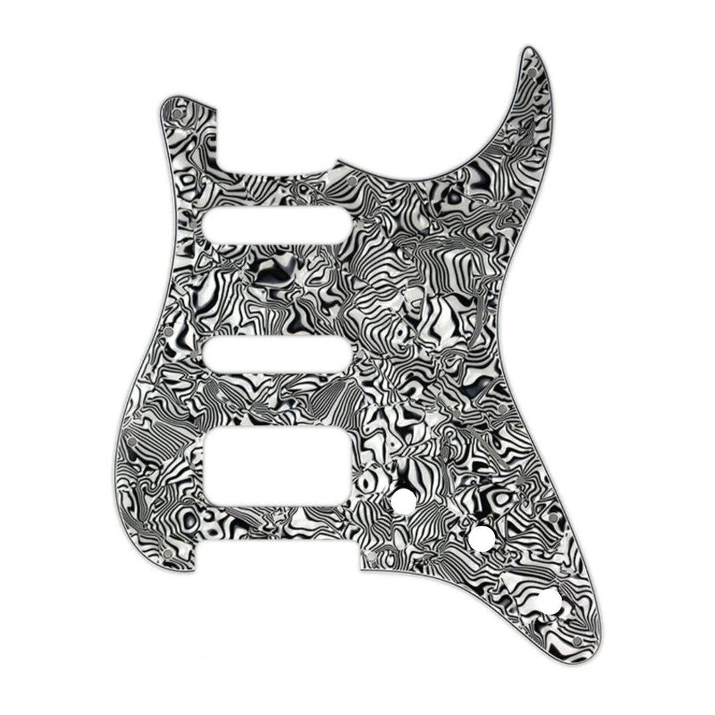 Fender Stratocaster HSS Pickguard (Open Humbucker) - 4-Ply White & Black Shell Pickguards from Ploutone
