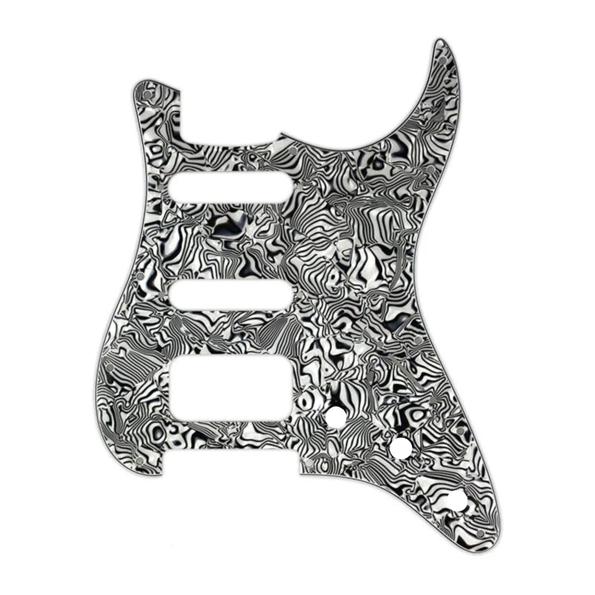 Fender Stratocaster HSS Pickguard (Open Humbucker) - 4-Ply White & Black Shell Pickguards from Ploutone