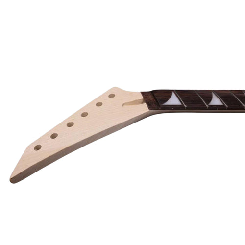 22 Fret Reverse Headstock Guitar Neck – Maple & Rosewood, Shark Fin Inlays, 25.5" Scale, Locking Nut Style, 56mm Bolt-On Heel, Unfinished - Ploutone