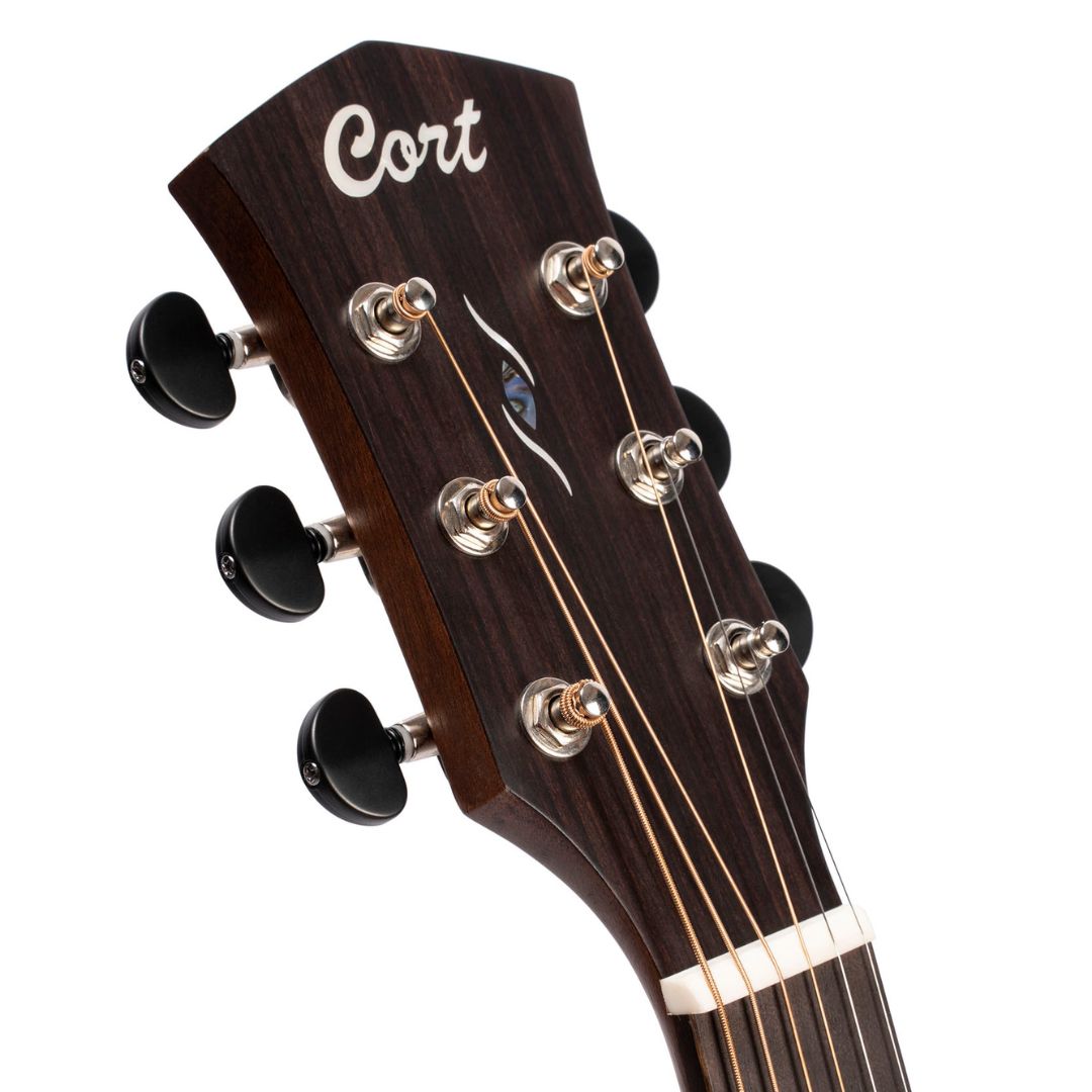Cort Core Series Solid Spruce Acoustic-Electric Guitar - Open Pore Trans Black - Ploutone