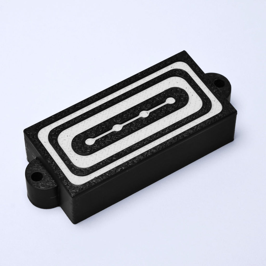 Custom 4-String Precision Bass Pickup Covers (No Holes) Set of 2 - Black & White Deco - Ploutone