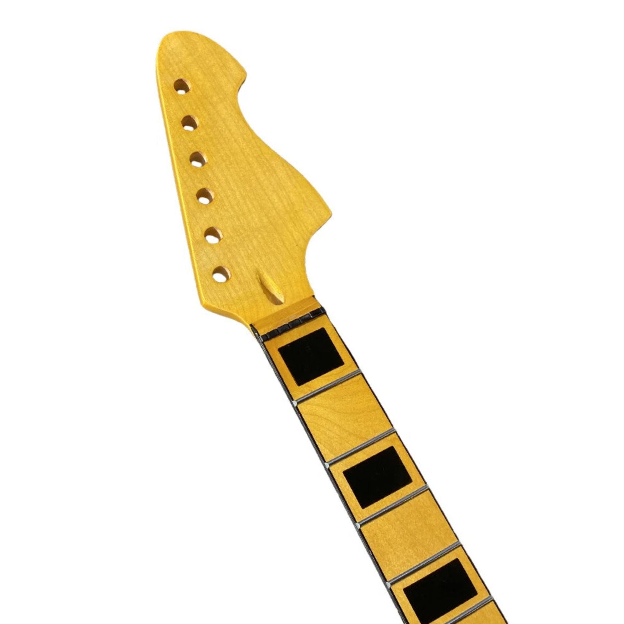 Vintage Yellow Gloss Maple Tele/Strat-Style Guitar Neck, 22 Fret, 25.5" Scale - Ploutone