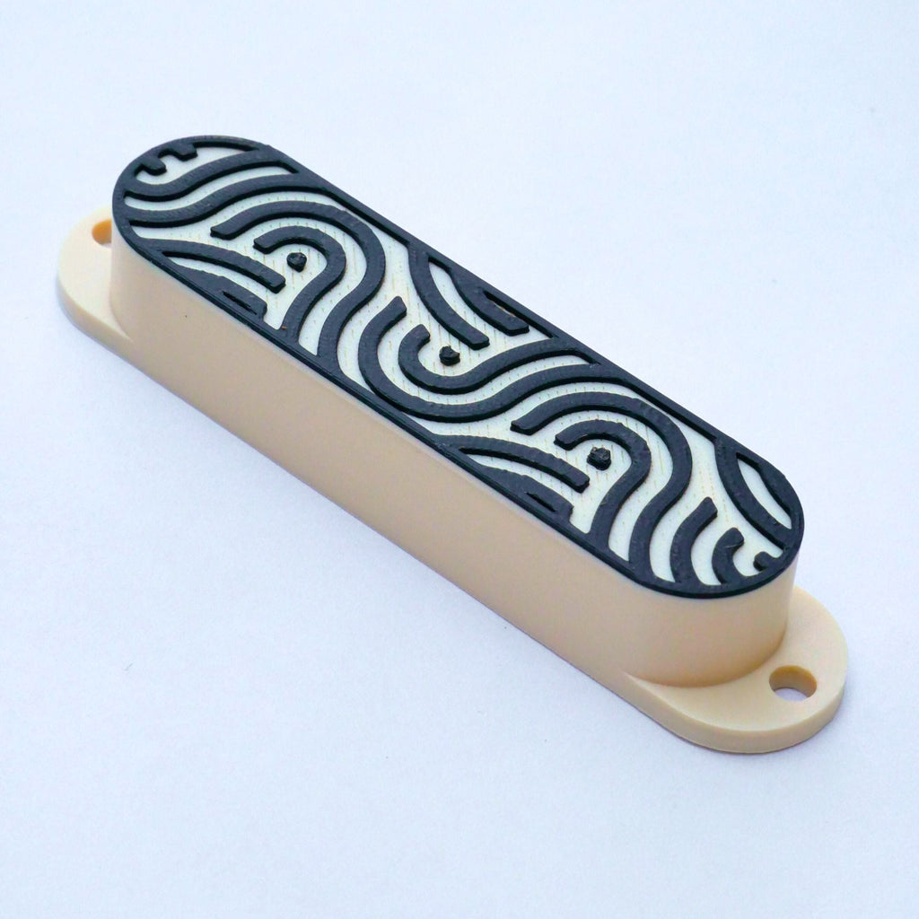 Custom Single Coil Pickup Covers (No Holes) Set of 3 - Black/ White Pickup Covers from Ploutone