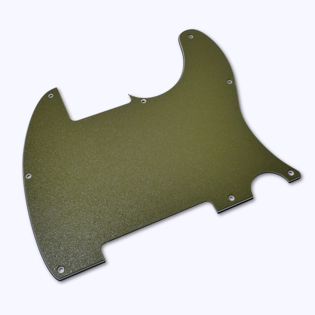 Custom Esquire Telecaster Pickguard (8-Hole) - Artisan Series - Textured Olive Drab Green guitar pickguards from Ploutone