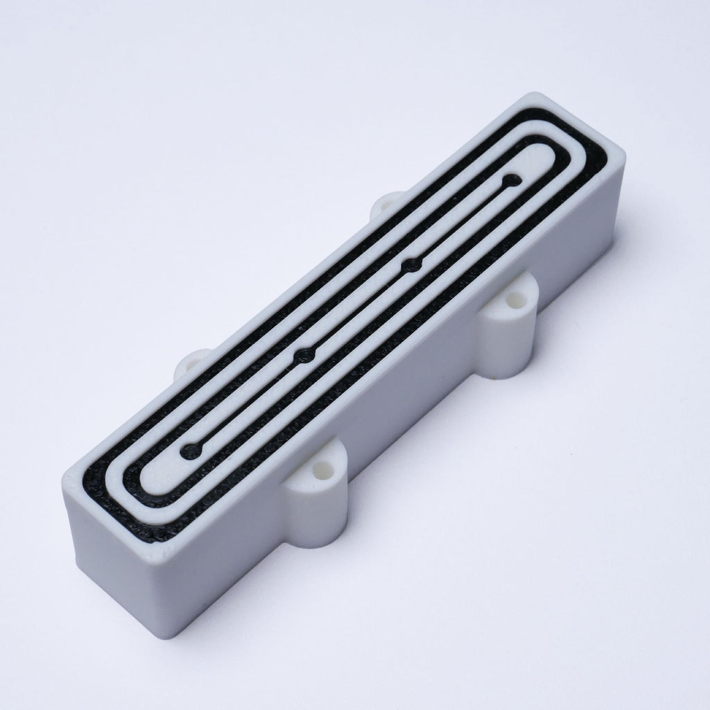 Custom 4-String Jazz Bass Pickup Covers (No Holes) Set of 2 - White & Black Deco - Ploutone